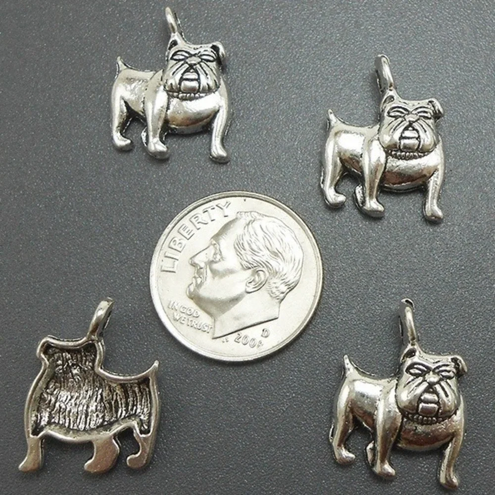 10pcs Bulldog Charms dog silver tone metal for jewelry making